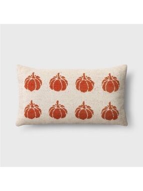 Threshold Holiday Pillow cream with orange Pumpkins. 14” x 24”